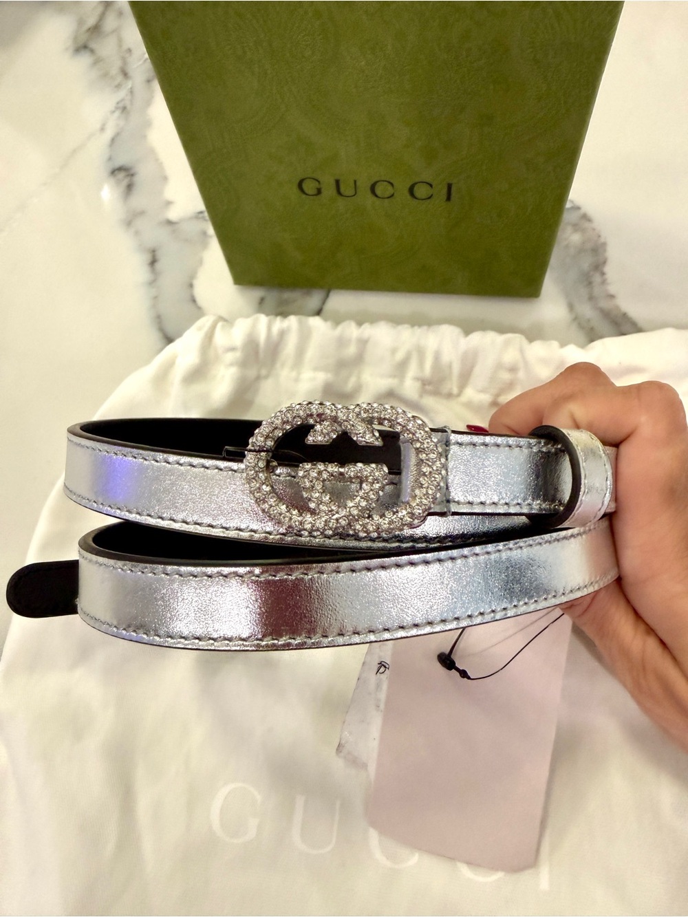 Gucci GG Crystal Buckle Belt